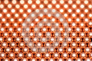 Close-up view of aligned copper balls