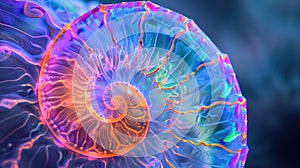 Close-up view of amazing colored nautilus shell