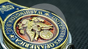 Close-up view of the American eagle engraved