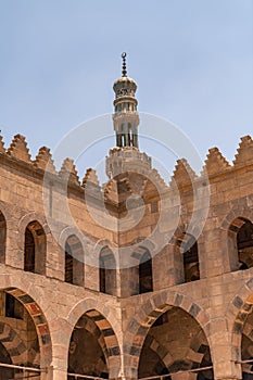Close up view of ancient architecture of old mosques of cairo