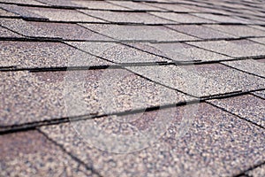 Close up view on asphalt roofing shingles