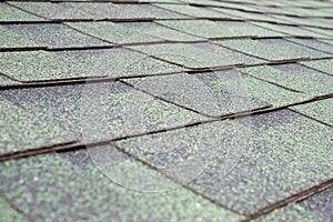 Close up view on asphalt roofing shingles