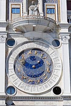 Close up view of astronomical clock at San Marco Square