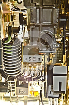 Close up view of automatic gear box