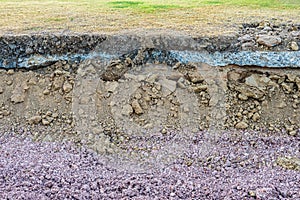 Background of the cross-sectional surface of the basement, which has been demolished