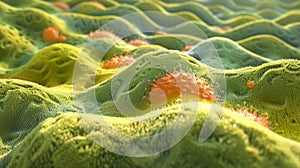 Close-Up View of Bacterial Landscape in Vivid Colors