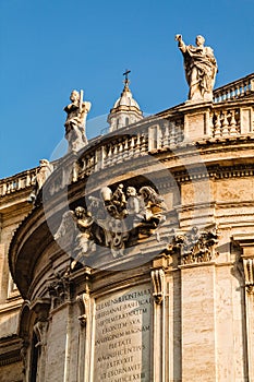 Close up view of the Basilica di Santa Maria Maggiore, Rome