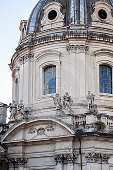Close up view of the beautiful facade of Domus Romane in Rome photo