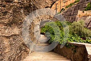 Stone stairs in Monastery of Varlaam in Meteora