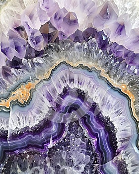 Close-up view of a beautiful purple amethyst geode