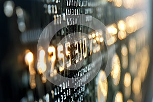 Close-up of a binary code on the display of a computer