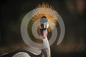 Close-up view of a Black Crowned Crane Balearica pavonina