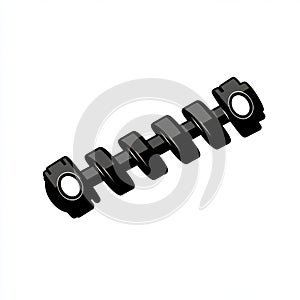 Black Segmented Mechanical Part on White Background
