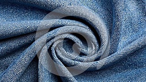A close-up view of a blue denim fabric with a herringbone pattern.