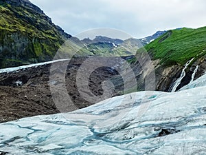 Close-up view of the blue ice on the jokulsarlon glacier in Iceland