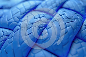 Close up view of a blue quilt, perfect for home decor projects