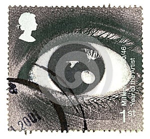 Close up image of a British stamp