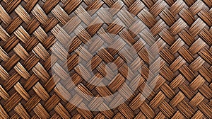 Close Up View Of Brown Woven Rattan Background In Dark Brown And Bronze