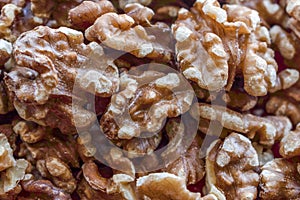 Close up view of a bunch of walnuts