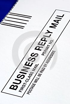 Close-up view of a Business Reply Mail photo