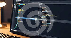 Coding session on a dark screen with illuminated code