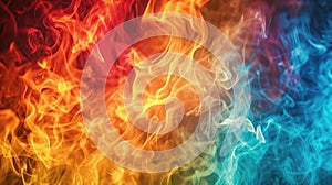 A close-up view capturing a mesmerizing array of different colored flames, each dancing with its own unique brilliance, Ai