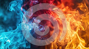 A close-up view capturing a mesmerizing array of different colored flames, each dancing with its own unique brilliance, Ai