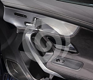 A close up view of car door panel