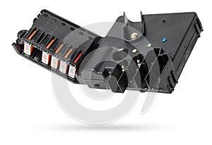 Close up view of Car Fuse box, Control engine lighting. Car electrical and automobile industry
