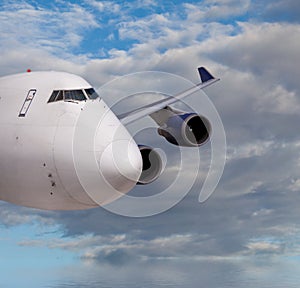 Close up view of a cargo jet