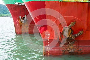 Close up view of cargo ship