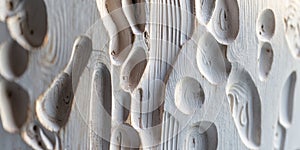 a close up view of a carved wooden panel.