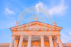 Close Up View Of Cathedral Basilica Of St. Stanislaus And St. Vladislav On Cathedral Square, Famous Landmark