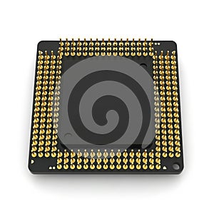 Close-up view of a central processing unit isolated on white background