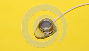 Close up view of a chemo port catheter .