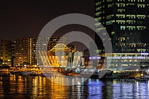 Night scene of close up view of The Civic Center Towers Victoria Island, Lagos Nigeria photo