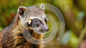 Close up view of a Coati, also known as coatimundis. Generative Ai