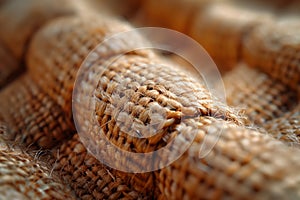 Close-up view of a coiled, woven rope