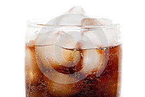 Close up view of the cola in glass