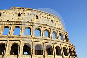 Close up view of Colosseum in Rome.