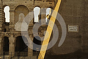 A close-up view of Colosseum, Rome, Italy