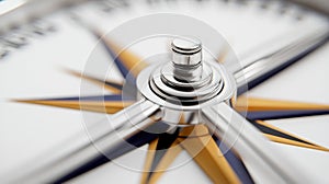 Close-up view of a compass symbolizing navigation and adventure