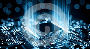 Abstract Digital Circuitry - Illuminated Processor and Data Flow Visualization