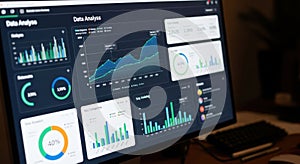 Digital Dashboard with Data Analysis Charts and Graphs