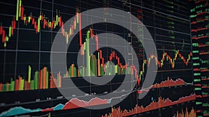Stock market Data Displaying Fluctuations on a Monitor