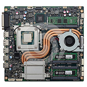 Computer motherboard with cpu socket and heat sink