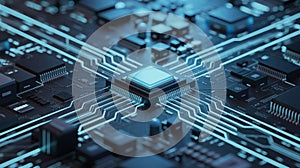 Close-up view of a computer motherboard showcasing a central processing unit