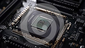 Close-up view of a computer processor on a circuit board