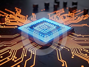 Close-up view of a computer processor on a circuit board