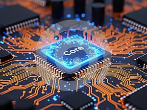 Close-up view of a computer processor core